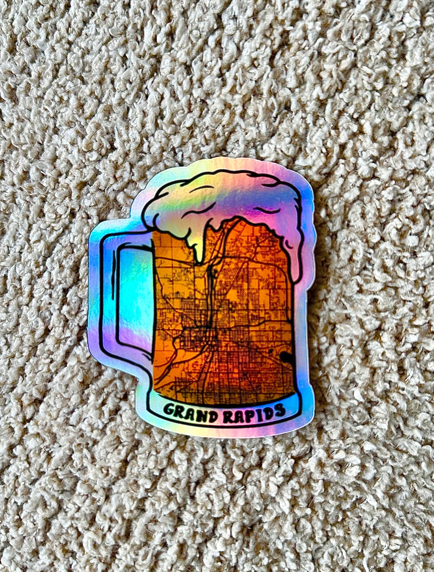 Waterproof Holographic Grand Rapids Beer Sticker