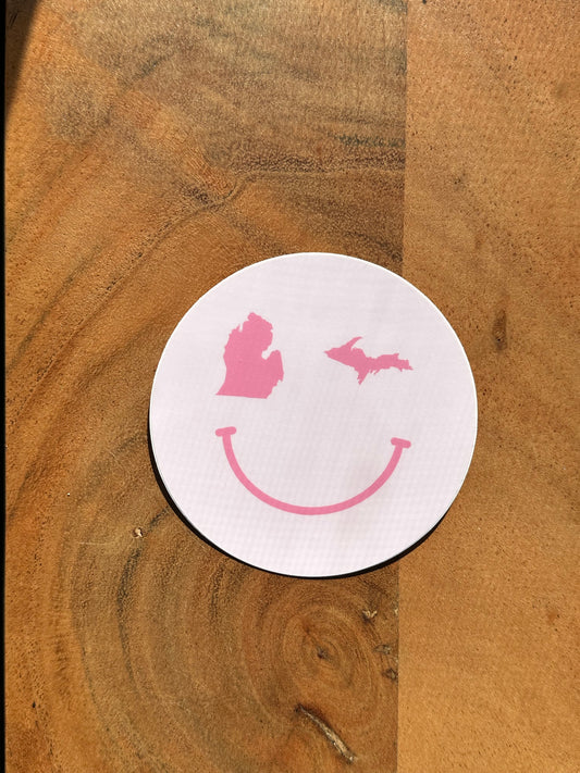 Waterproof Pink Michigan Wink Sticker