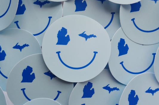 Waterproof Blue Michigan Wink Sticker